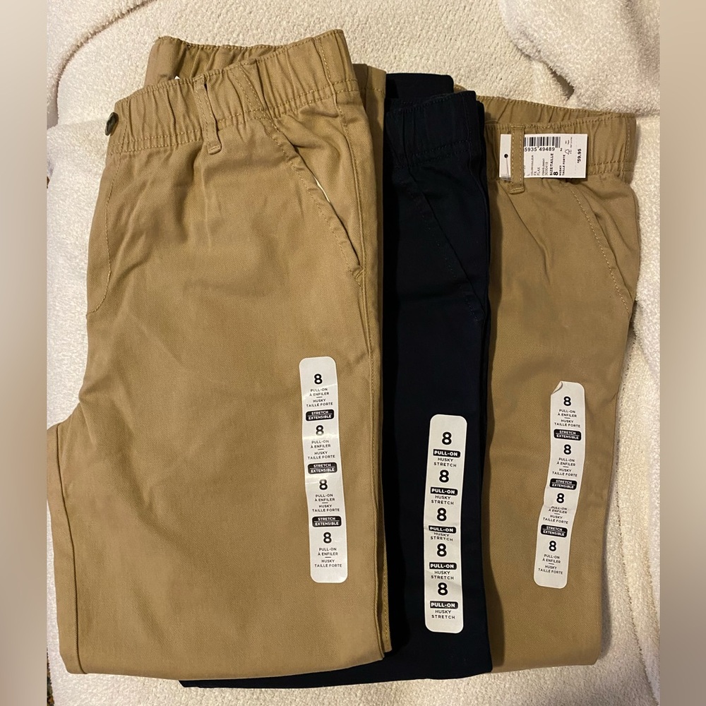 3 piece bundle size 8 husky 8h pants khaki and navy